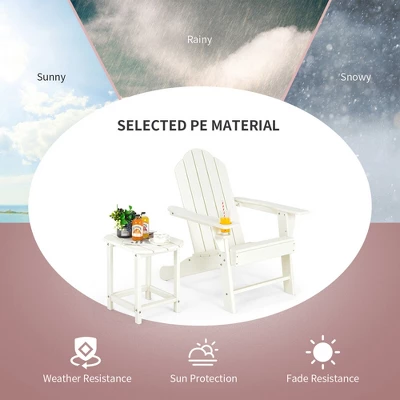 Costway 3PCS Patio Adirondack Chair & Side Table Set Weather Resistant W/ Cup Holder 4 Costway 3PCS Patio Adirondack Chair & Side Table Set Weather Resistant W/ Cup Holder - Image 2